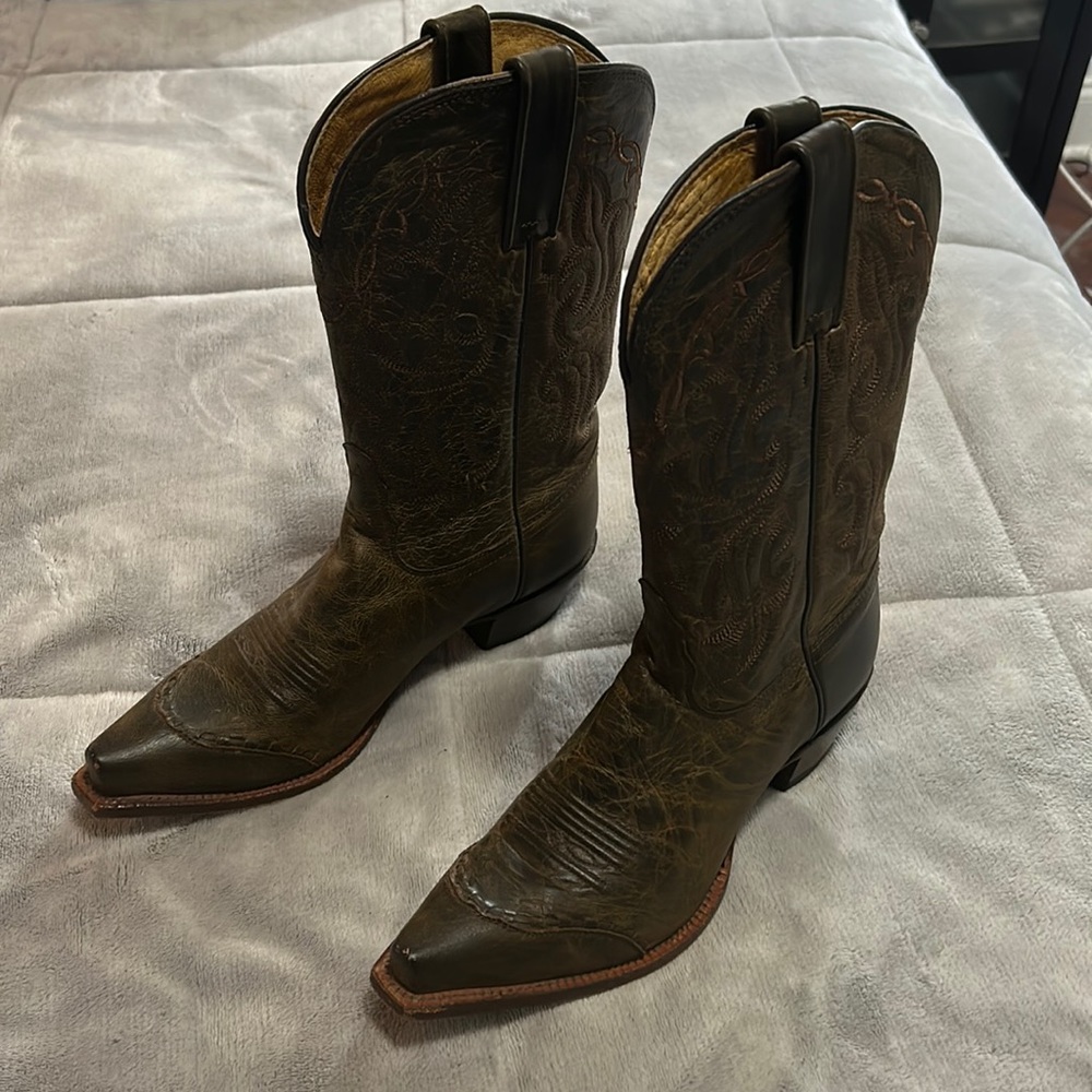 Tony Lama Womens Sierra Goldrush Distressed Brown Size 7 1/2